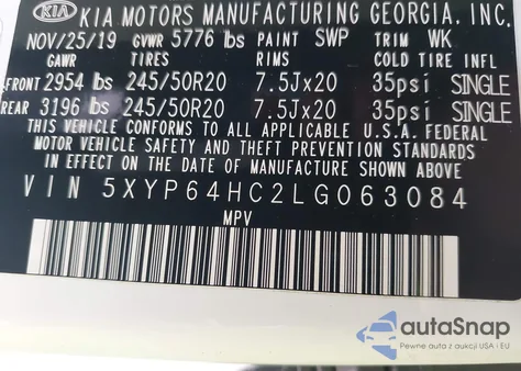 2020 Kia Telluride S из США, поврежденный, VIN 5XYP64HC2LG063084